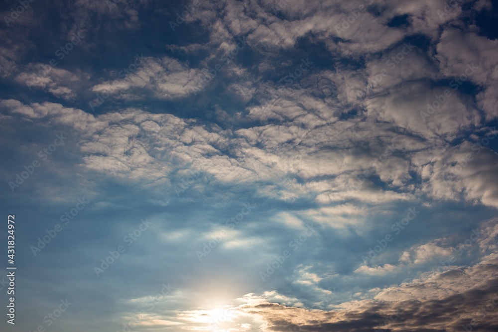 Beautiful blue sky with clouds during sunset