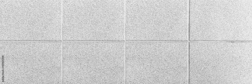 Fototapeta premium Panorama of Polished Granite Floor Tiles white texture and background seamless