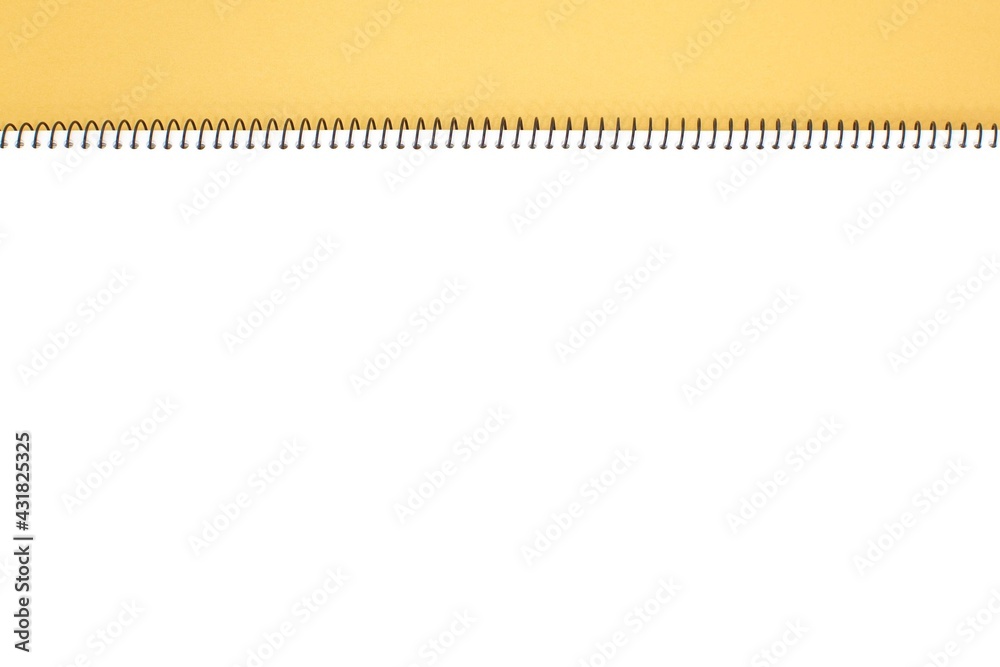 Yellow notebook with loop isolated on a white background