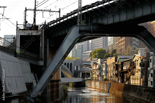 Photography Scenery of the Kanda River flowing through the town near Ochanomizu, where the o