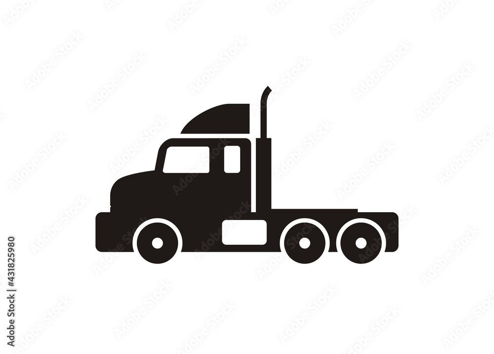 Truck head. Simple illustration in black and white. Truck head. Simple illustration in black and white.