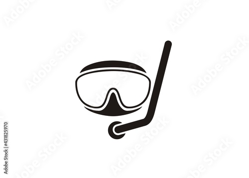 Scuba goggles. Diving goggles. Simple illustration in black and white.