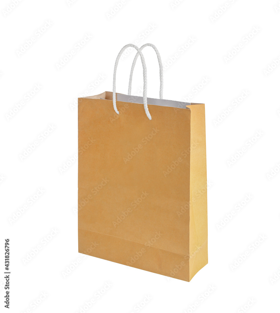 Simple browse recycled paper bag isolated on white background with clipping path Simple browse recycled paper bag isolated on white background with clipping path