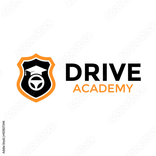 drive school logo design modern creative idea 