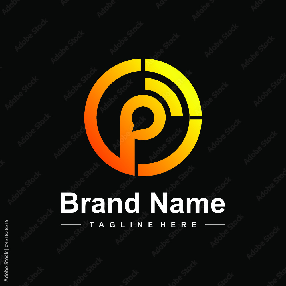 letter p with wifi for internet logo design modern creative idea 