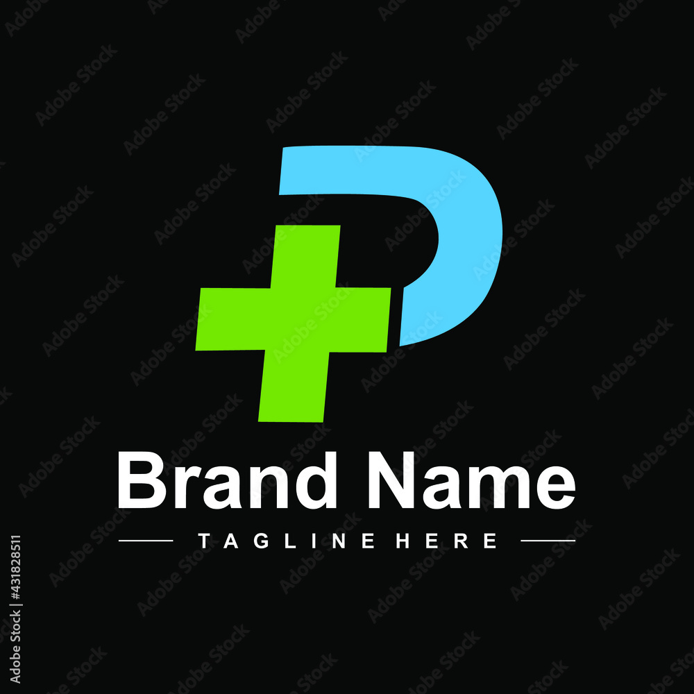 Fototapeta premium letter p with medical pulse logo design modern creative idea