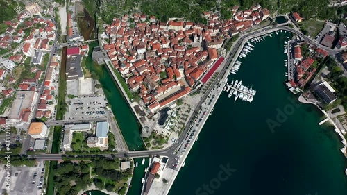 Kotor old town frome above. Bay of Kotor, Montenegro.