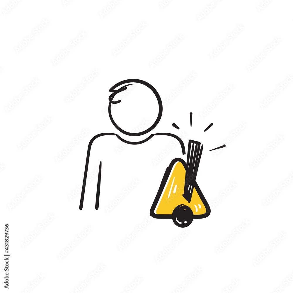 hand drawn doodle alert risk for man illustration vector isolated hand drawn doodle alert risk for man illustration vector isolated