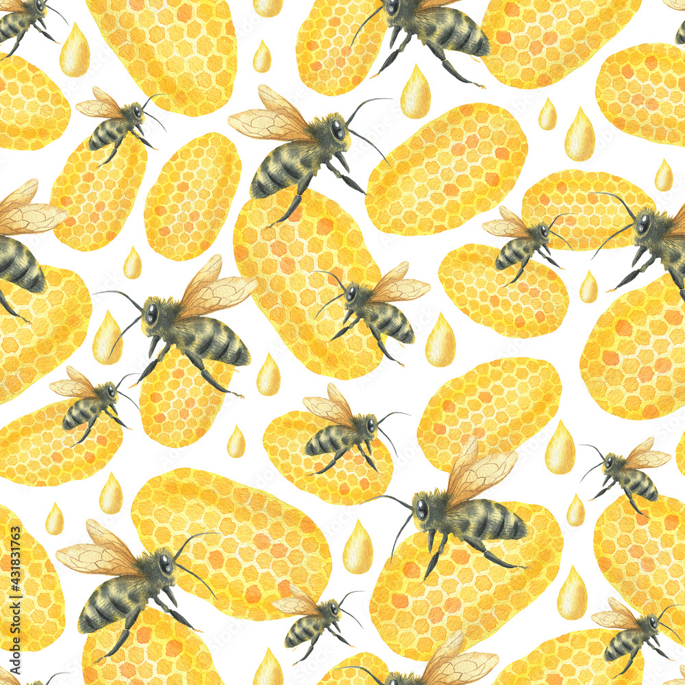 Pattern of bees and honeycombs Pattern of bees and honeycombs