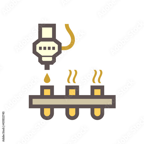 Robot to mixed chemical in lab testing vector icon. Automation technology working like scientist. Concept of chemistry, research, innovation, science, engineering and technology.
