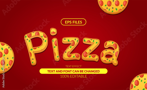 pizza italian food delicious fastfood editable text effect. eps vector file