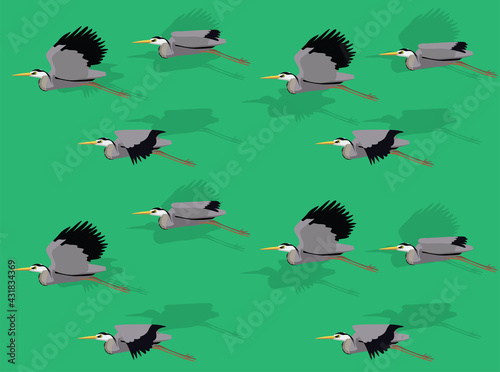 Animal Animation Sequence Heron Flying Cartoon Vector Seamless Wallpaper