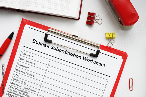 SBA form Business Subordination Worksheet photo