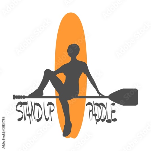 Illustration of lady posing with surf board