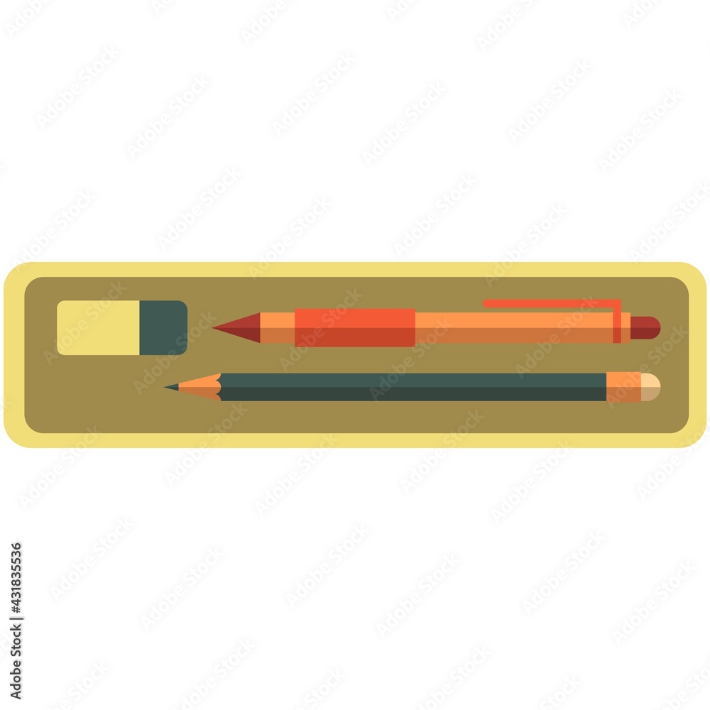 Pencil case vector, school box isolated icon on white Pencil case vector, school box isolated icon on white