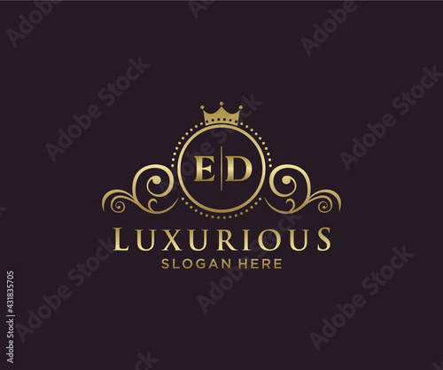 Initial ED Letter Royal Luxury Logo template in vector art for Restaurant, Royalty, Boutique, Cafe, Hotel, Heraldic, Jewelry, Fashion and other vector illustration.