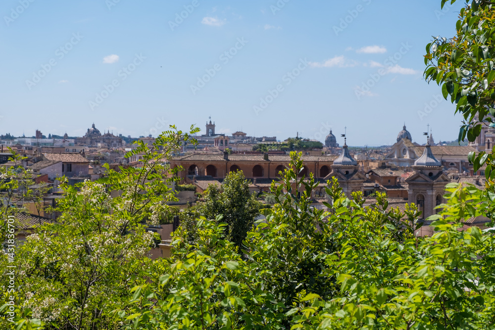 Beautiful view of Rome in Italy. Ancient historical ruins, famous monuments, alley's and streets.