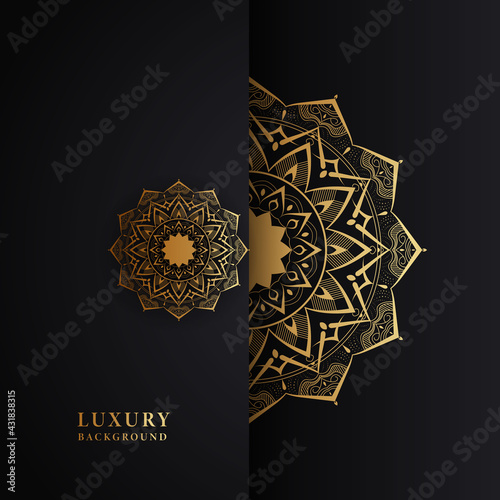 Luxury mandala background with shiny gold color, golden mandala background for print, cover, brochure, flyer, poster