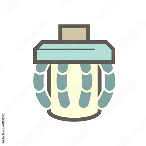 Robot hand, arm grabbing aluminum can for product packaging vector icon. Automation machine and engineering technology for industry process in factory. Concept of storage, production and manufacturing