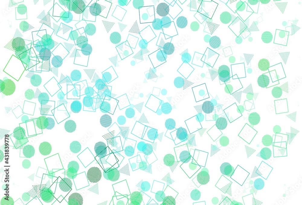 Light Green vector background with triangles, circles, cubes.