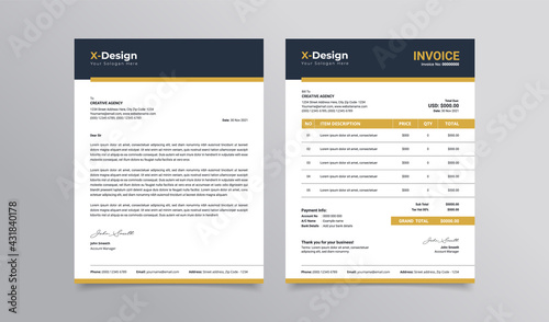Modern business stationery collection letterhead and invoice template design