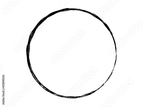 Grunge circle made of black ink.Grunge round shape made using artistic brush.Grunge round frame.
