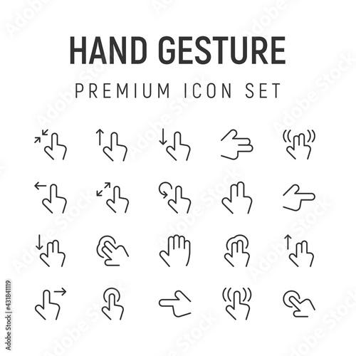 Premium pack of hand gesture line icons.