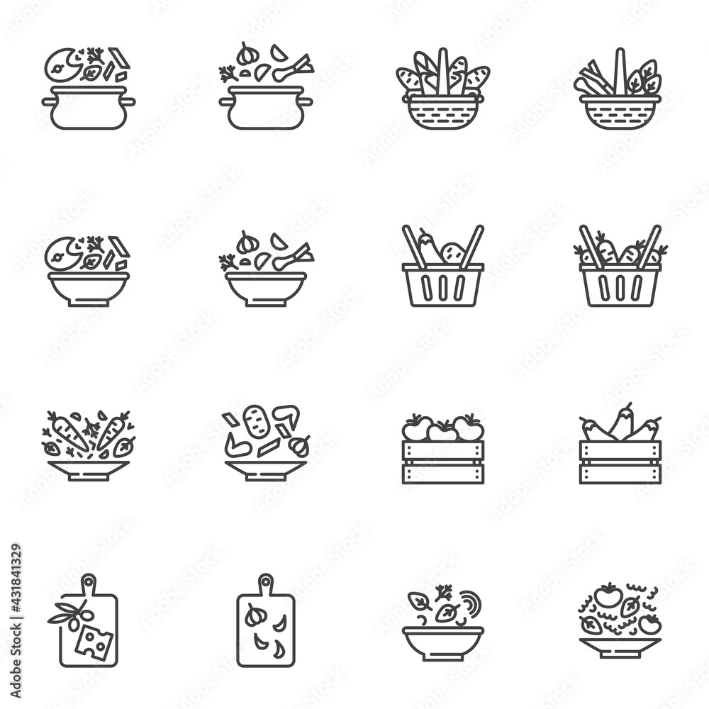Healthy food line icons set Healthy food line icons set