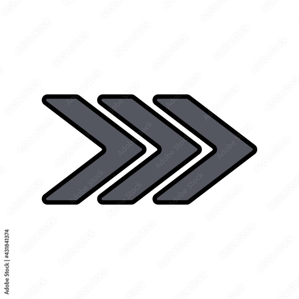 A modern style icon of triple right arrows A modern style icon of triple right arrows