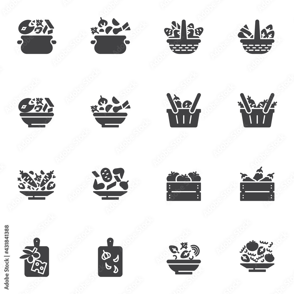 Healthy food vector icons set