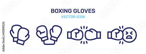 Boxing gloves icon vector illustration. Boxer equipment for hanging and protection hand.
