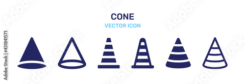 Traffic cone icon vector illustration set