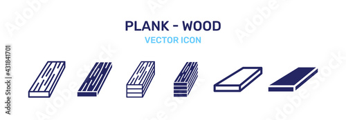 Wood plank icon set. Vector illustration