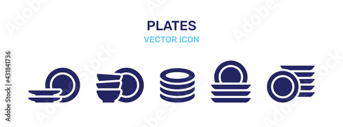 Plate, dishes vector illustration on white isolated background. Tableware concept. photo