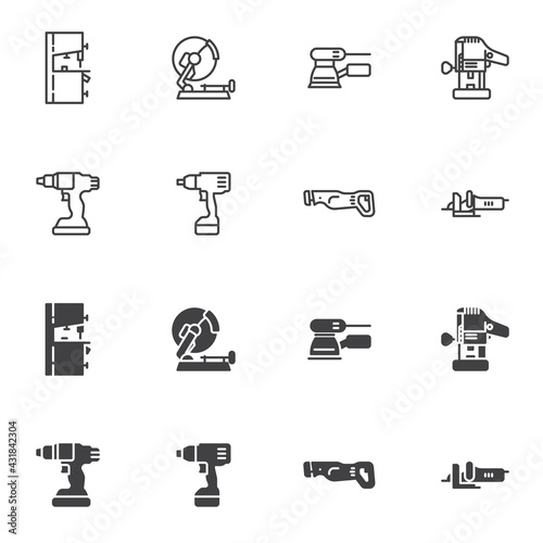 Electric power tools icon set