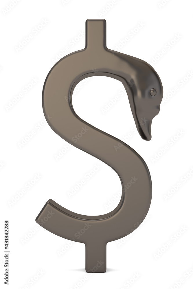 Swan Dollar sign isolated on white background. 3D illustration. Swan Dollar sign isolated on white background. 3D illustration.