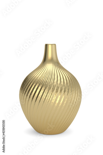 Gold vase on white background. 3D rendering. 3D illustration.