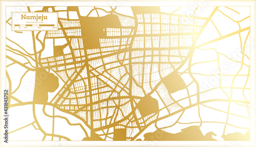 Namjeju South Korea City Map in Retro Style in Golden Color. Outline Map.
