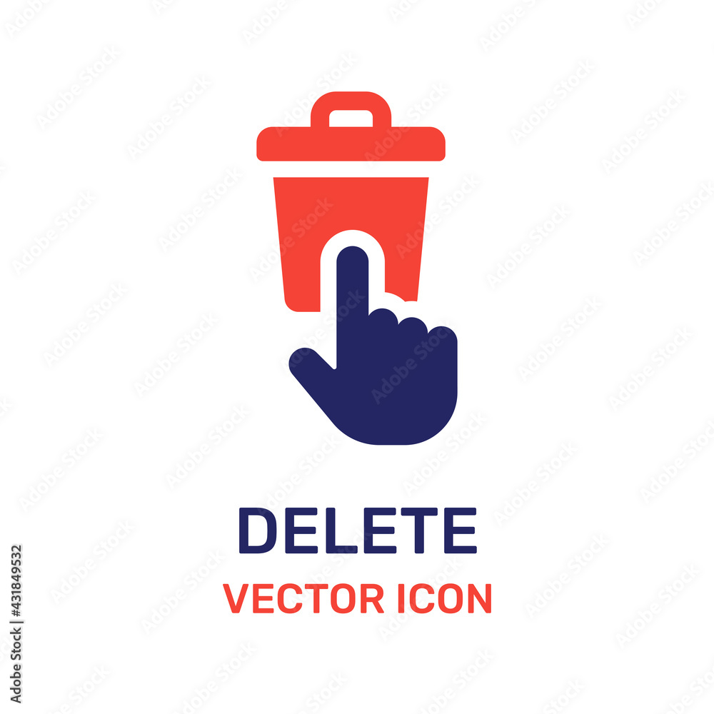 Finger clicking delete button icon