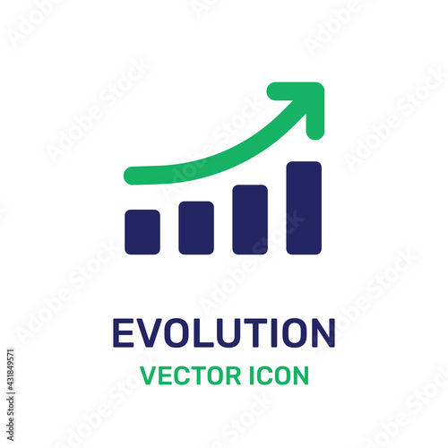 Evolution rise graph in progress icon