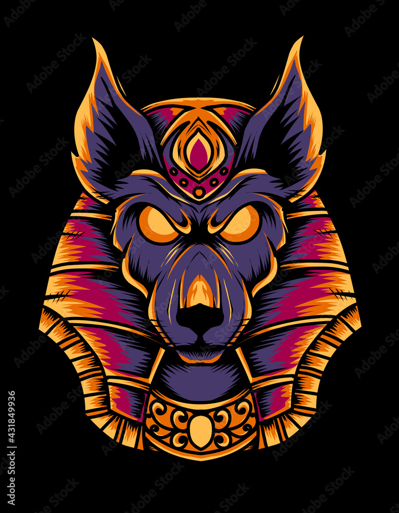 Obraz premium illustration vector isolated anubis head