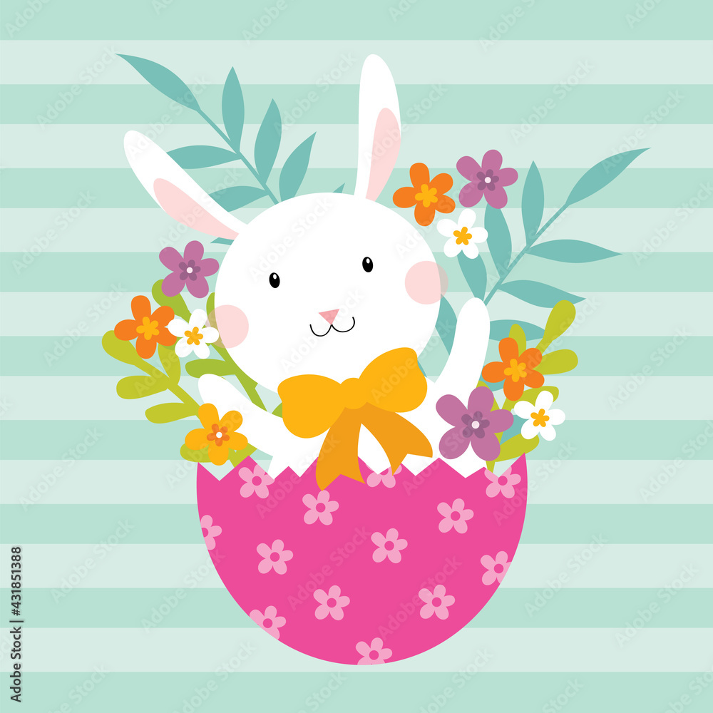 Obraz premium easter bunny with eggs greeting card design