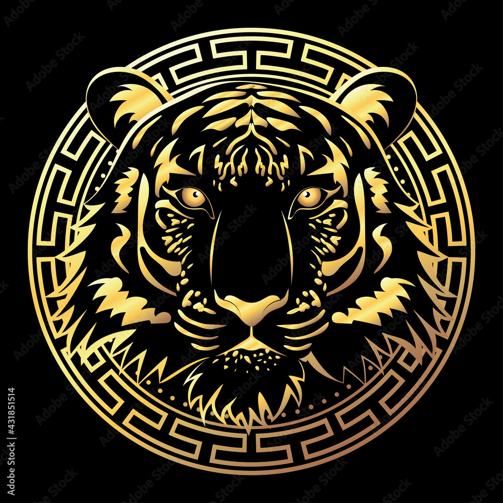 Black tiger with gold stripes