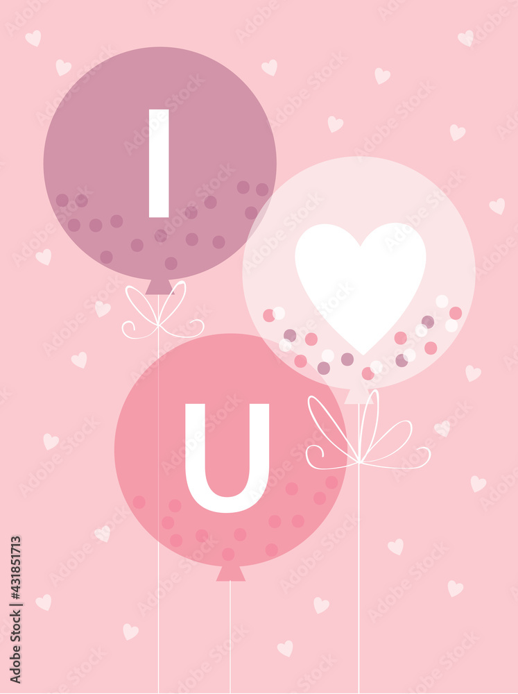 valentine greeting card with cute balloon design