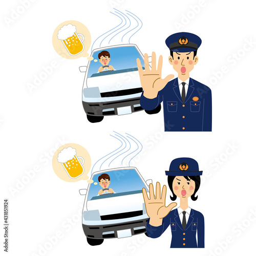 飲酒運転を注意する警察官