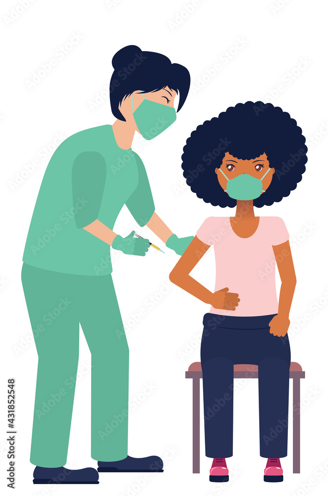 Nurse vaccinating black woman Nurse vaccinating black woman
