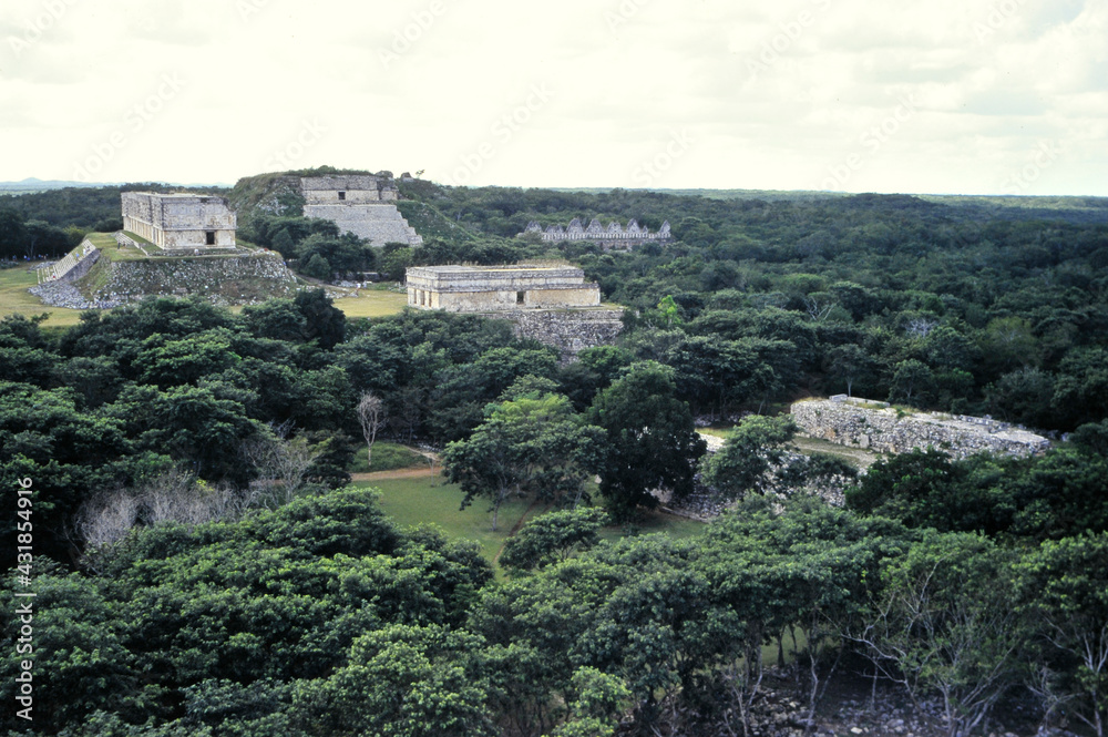 old stone ruins and pyramids in Guatemala among the forest