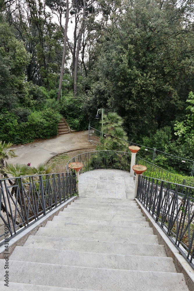 Napoli - Scorcio del parco dalla scalinata di accesso di Villa Floridiana Napoli - Scorcio del parco dalla scalinata di accesso di Villa Floridiana