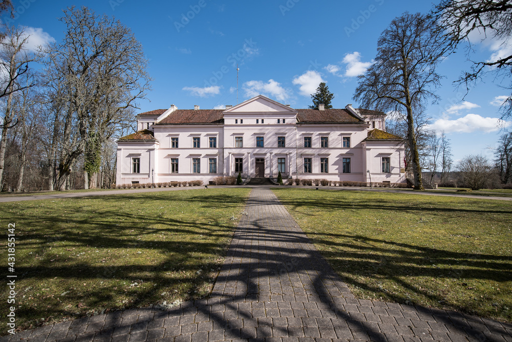 Ivande manor in sunny spring day, Latvia.