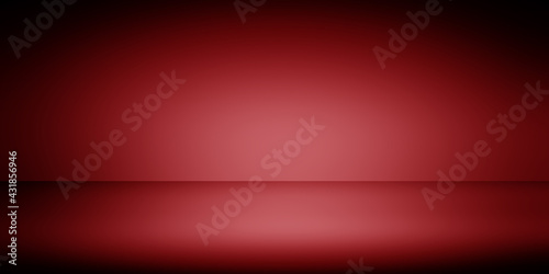 perspective floor backdrop red room studio with light red gradient spotlight backdrop background for display your product or artwork 